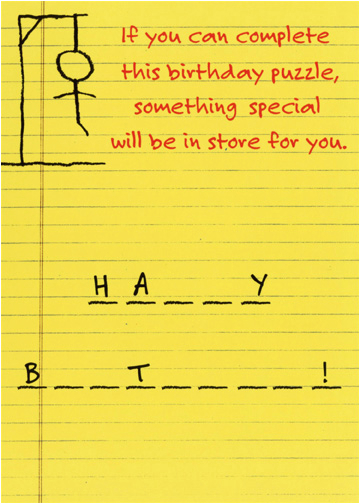 Hairy buttocks Birthday Card Hangman 1 Card 1 Envelope Recycled Paper Greetings Funny