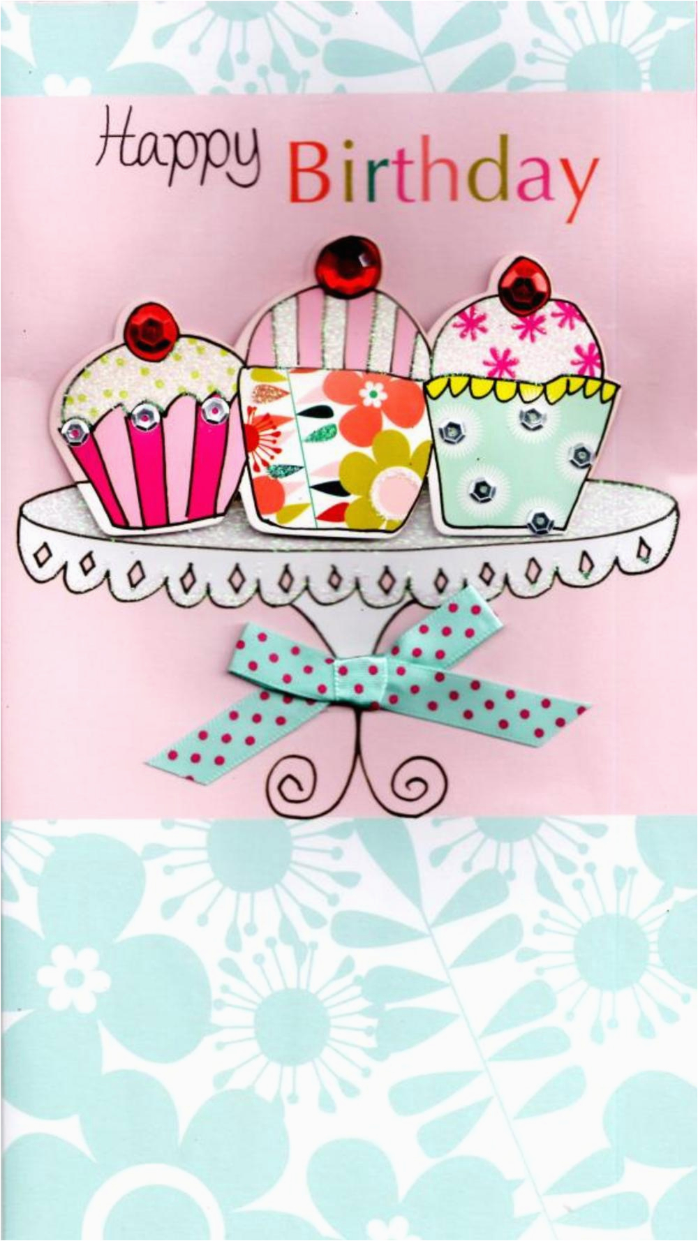 cupcakes pretty happy birthday greeting card cards