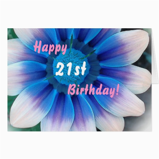 happy 21st birthday with magic blue flower greeting card
