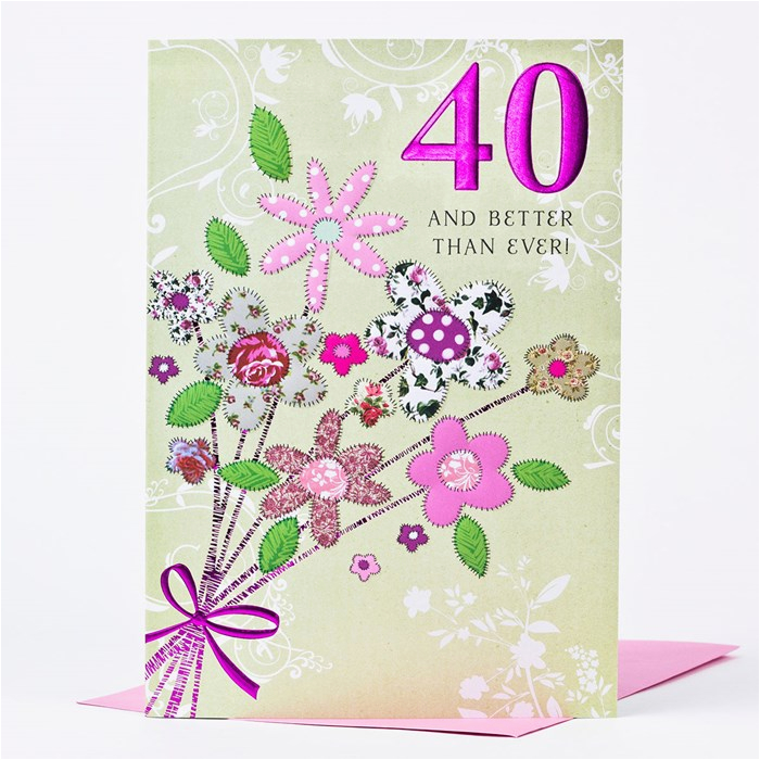 40th birthday card bouquet of flowers only 99p