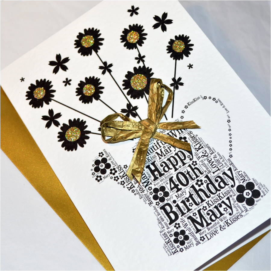 40th happy birthday flower sparkle card by sew very
