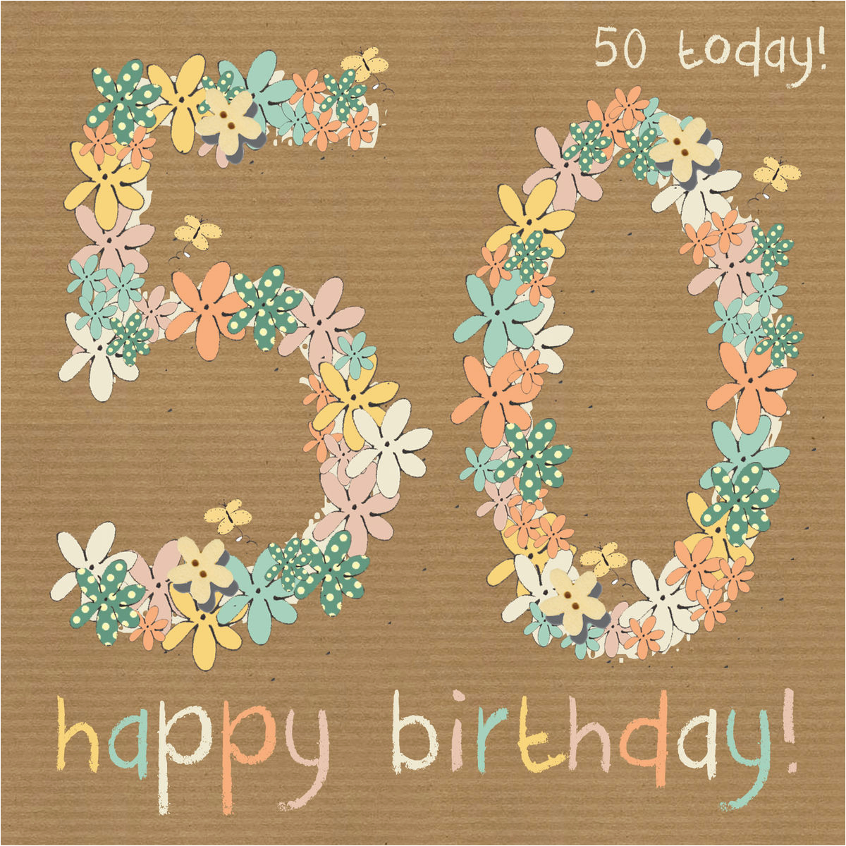 floral 50th happy birthday card karenza paperie