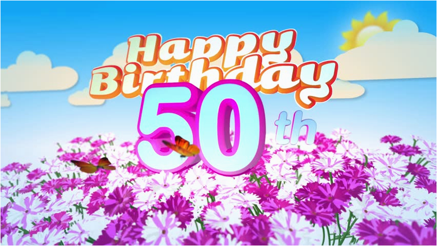 happy 50th birthday title seamless looping animation for