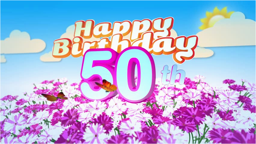 Happy 50th Birthday Flowers Happy 50th Birthday Title Seamless Looping