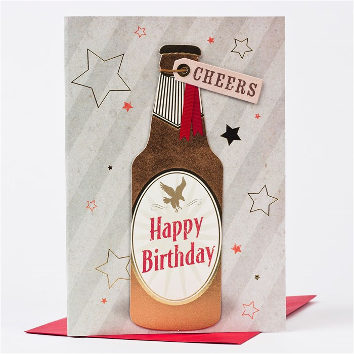 birthday card beer bottle cheers