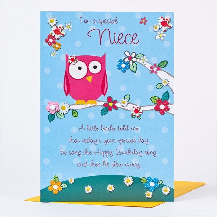 birthday card special niece owl design only 89p