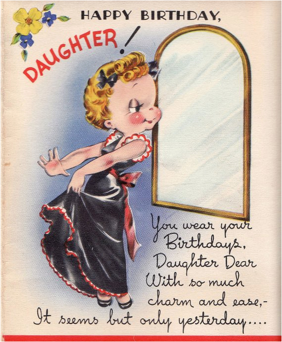 vintage 1950s unused happy birthday daughter greetings card