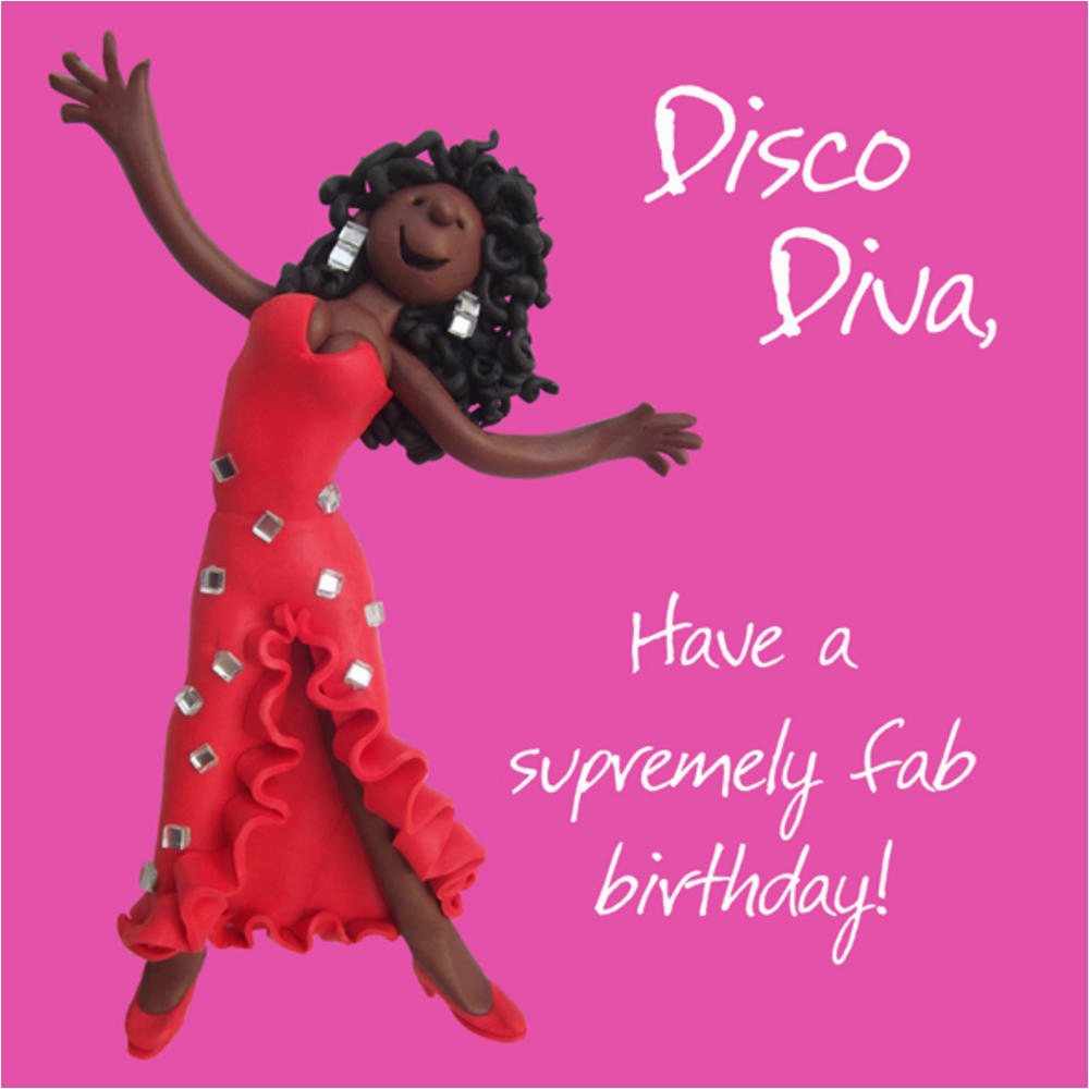 kchmesb104 disco diva happy birthday card one lump or two holy mackerel greeting cards