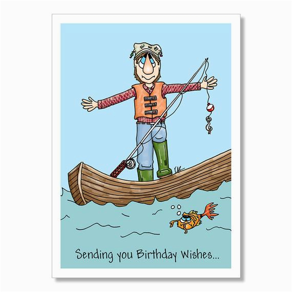 birthday card for fisherman funny