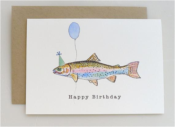 trout birthday card party hat balloon