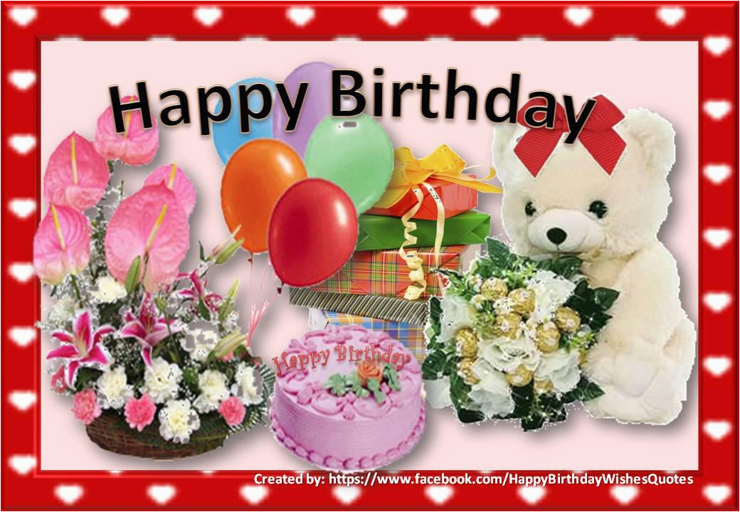 beautiful birthday card with flowers balloons gifts and