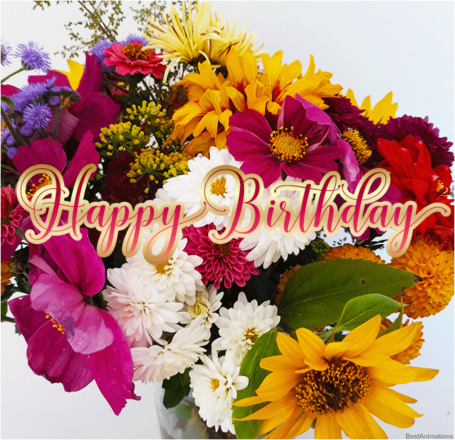 beautiful flowers happy birthday gif wishes to share