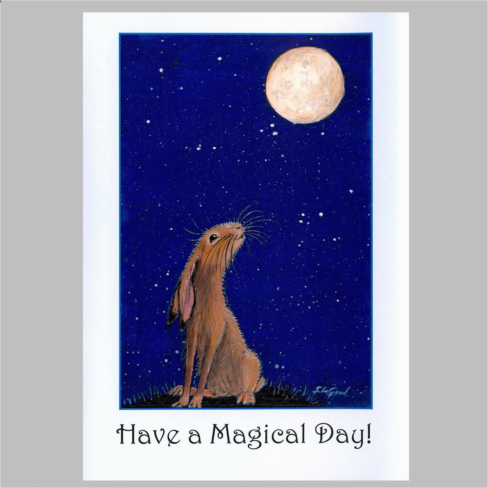 orig large moon gazing hare painting birthday 351023812780