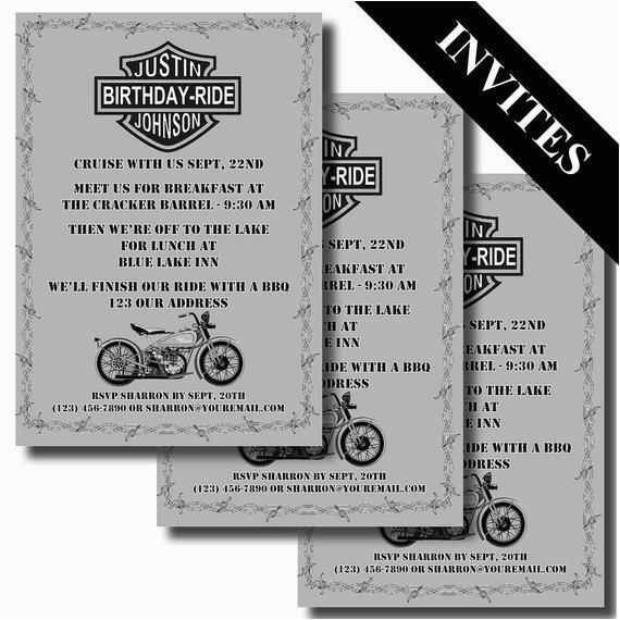 Harley Davidson Birthday Invitations Items Similar to Harley Davidson Motorcycle Custom