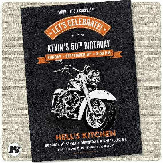 Harley Davidson Birthday Invitations Motorcycle Biker Birthday Invitation Vintage Motorcycle