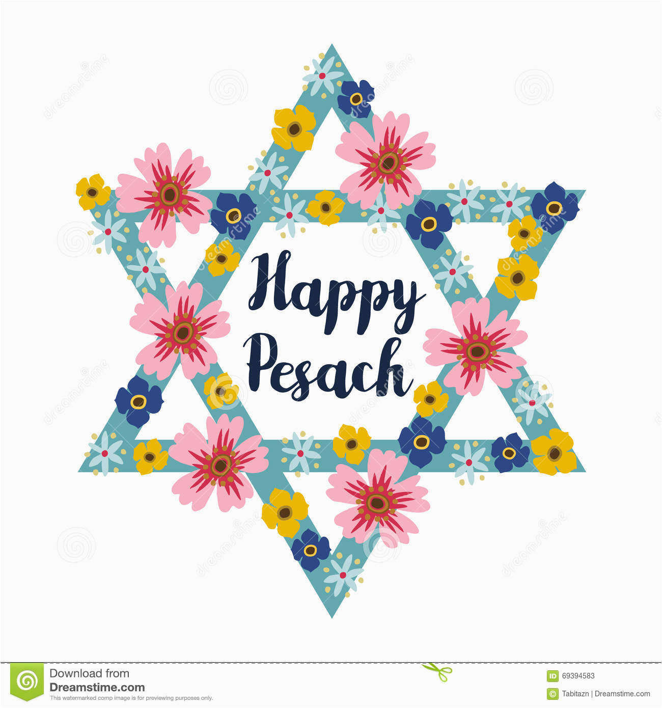 stock illustration pesach passover greeting card jewish star flowers illustration background hand drawn image69394583