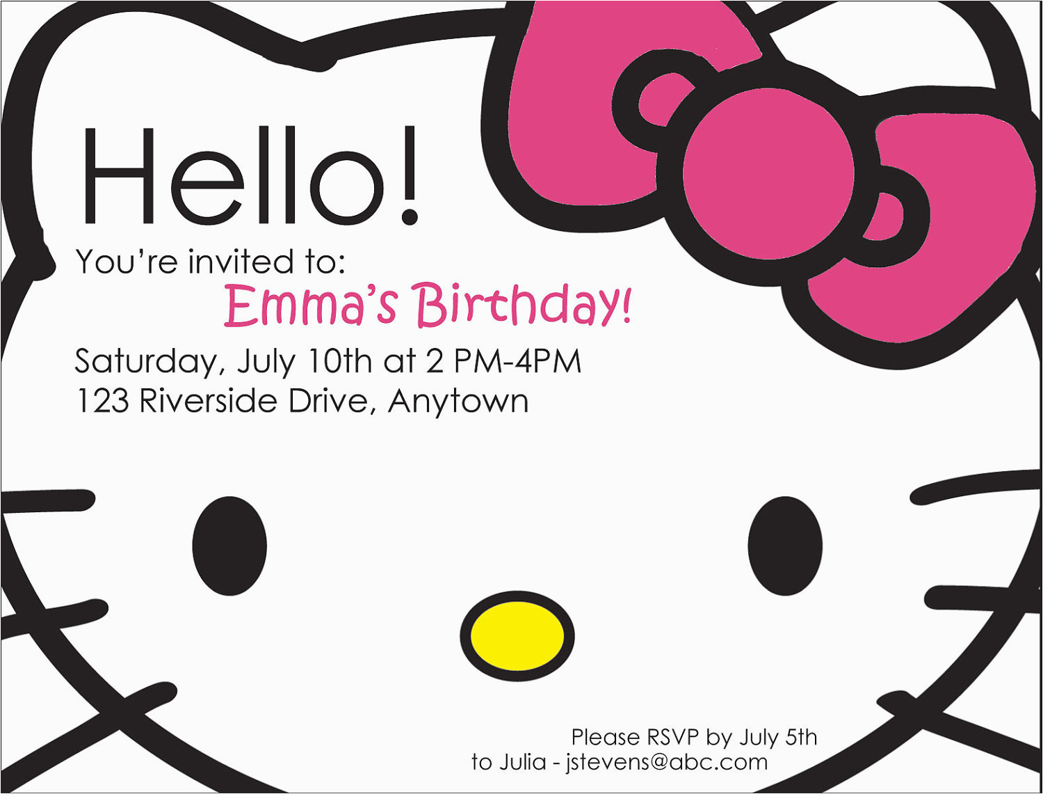 hello kitty photo birthday invitations