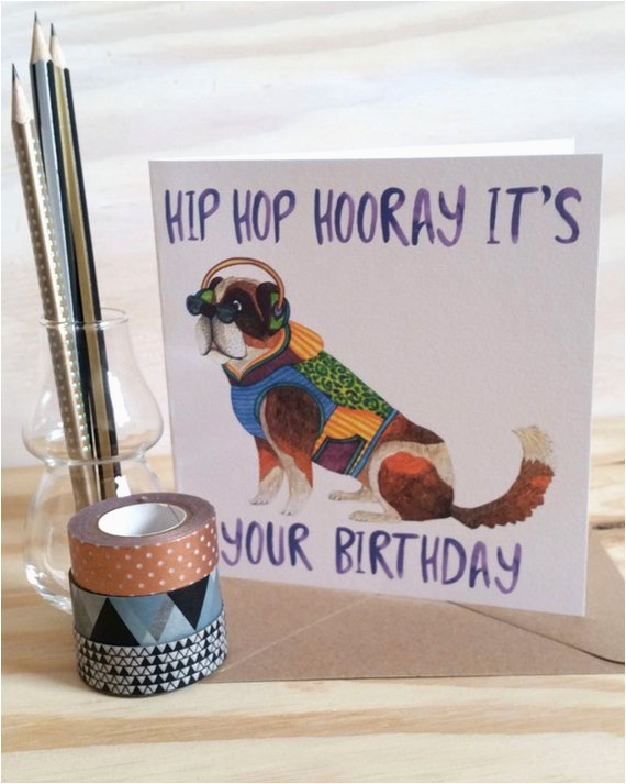 hip hop card dj birthday card dog card by laurakatedraws