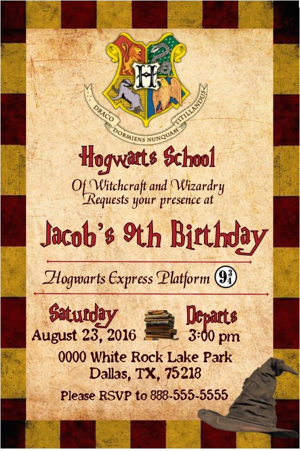 Hogwarts Birthday Invitation Template Harry Potter Gryffindor Birthday Invitation Invitacion De 