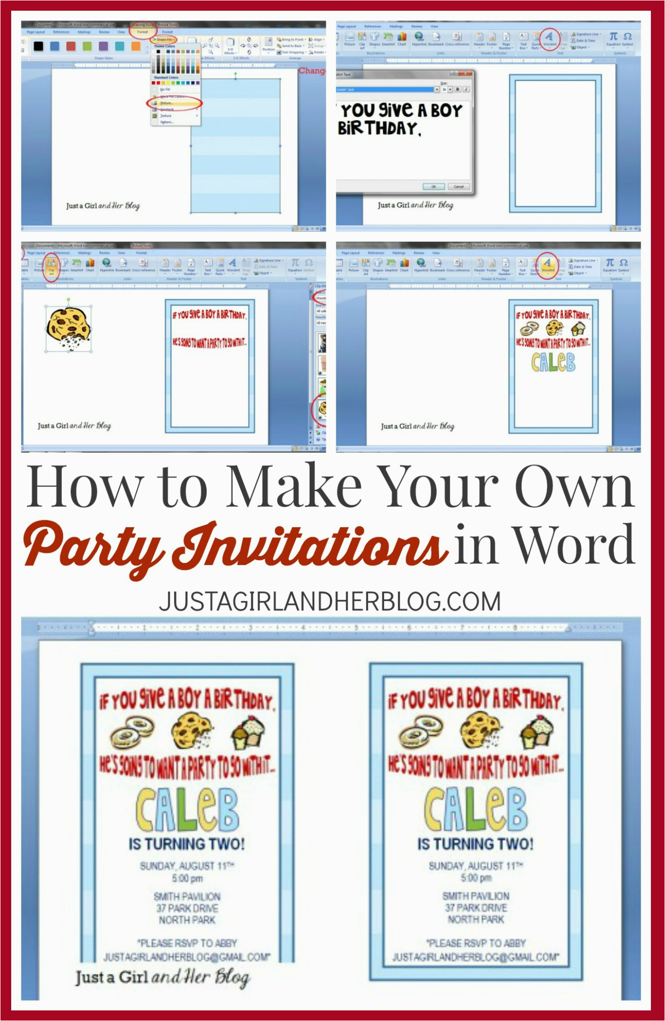 how to make your own party invitations just a girl and
