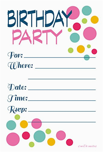 adult or teen birthday party invitations colorful dots
