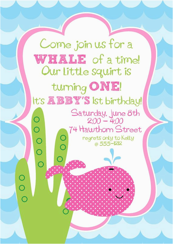 cute hot pink girly whale birthday party