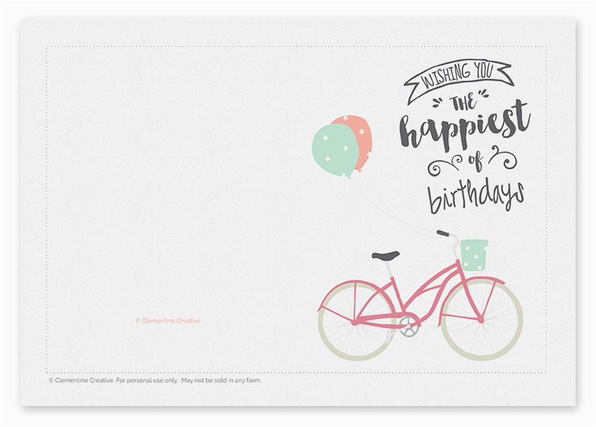 printable birthday card bicycle
