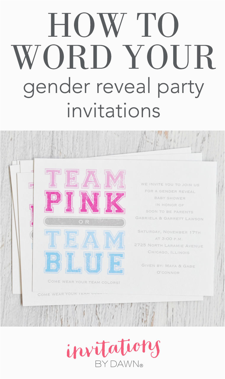 word gender reveal party invites