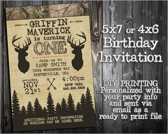 hunter collection customized birthday invitation printable 2