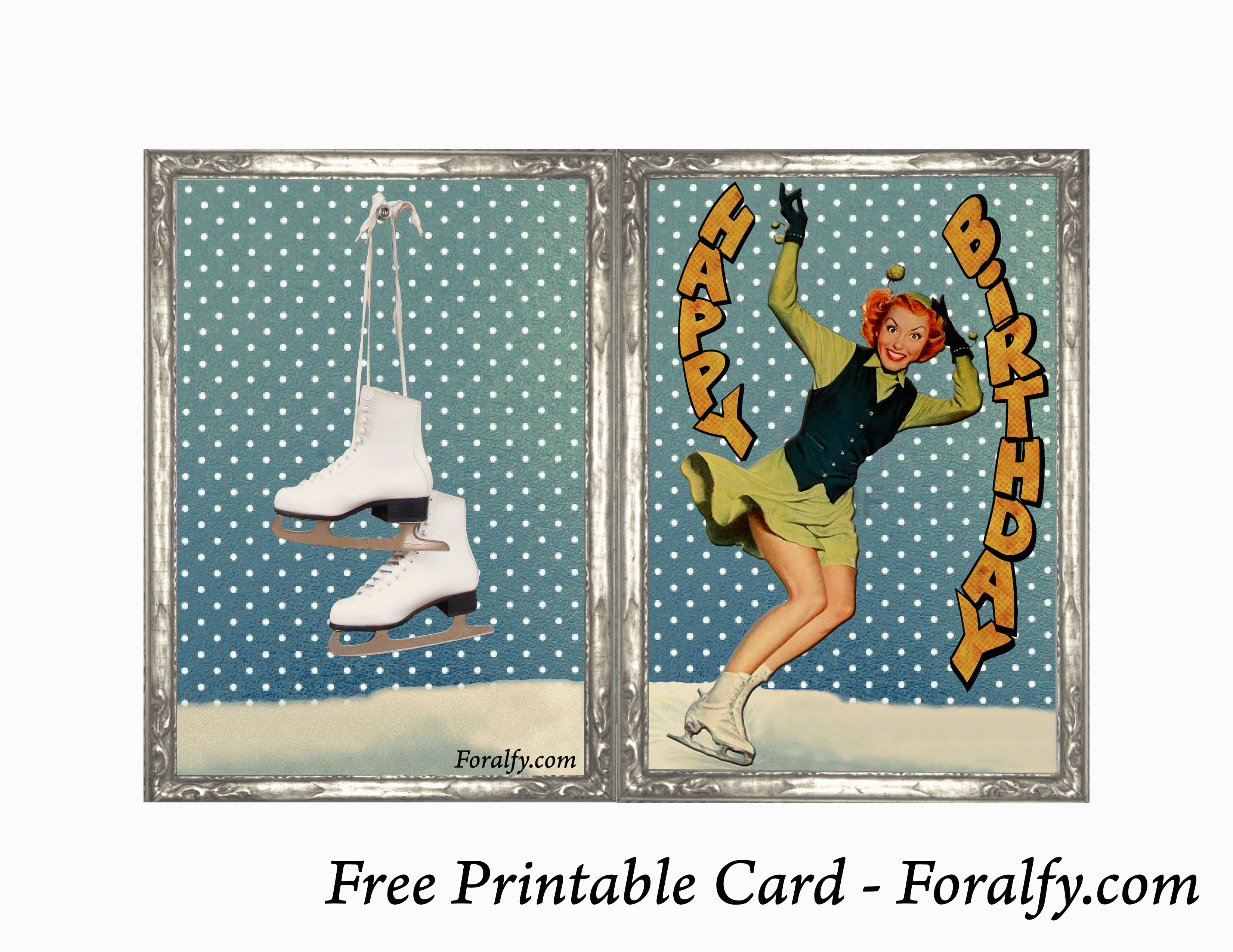 foralfy figure skating happy birthday card and envelope