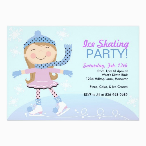 ice skating party invitations with girl skating zazzle