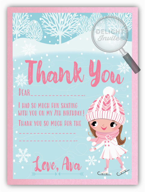 ice skating party thank you cards di 645ty harrison