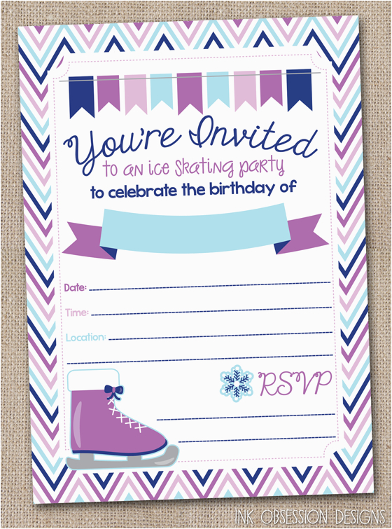 ice skating birthday party invitations