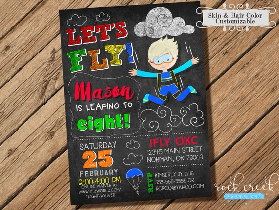 skydiving invitation parachuting invitation skydiver birthday