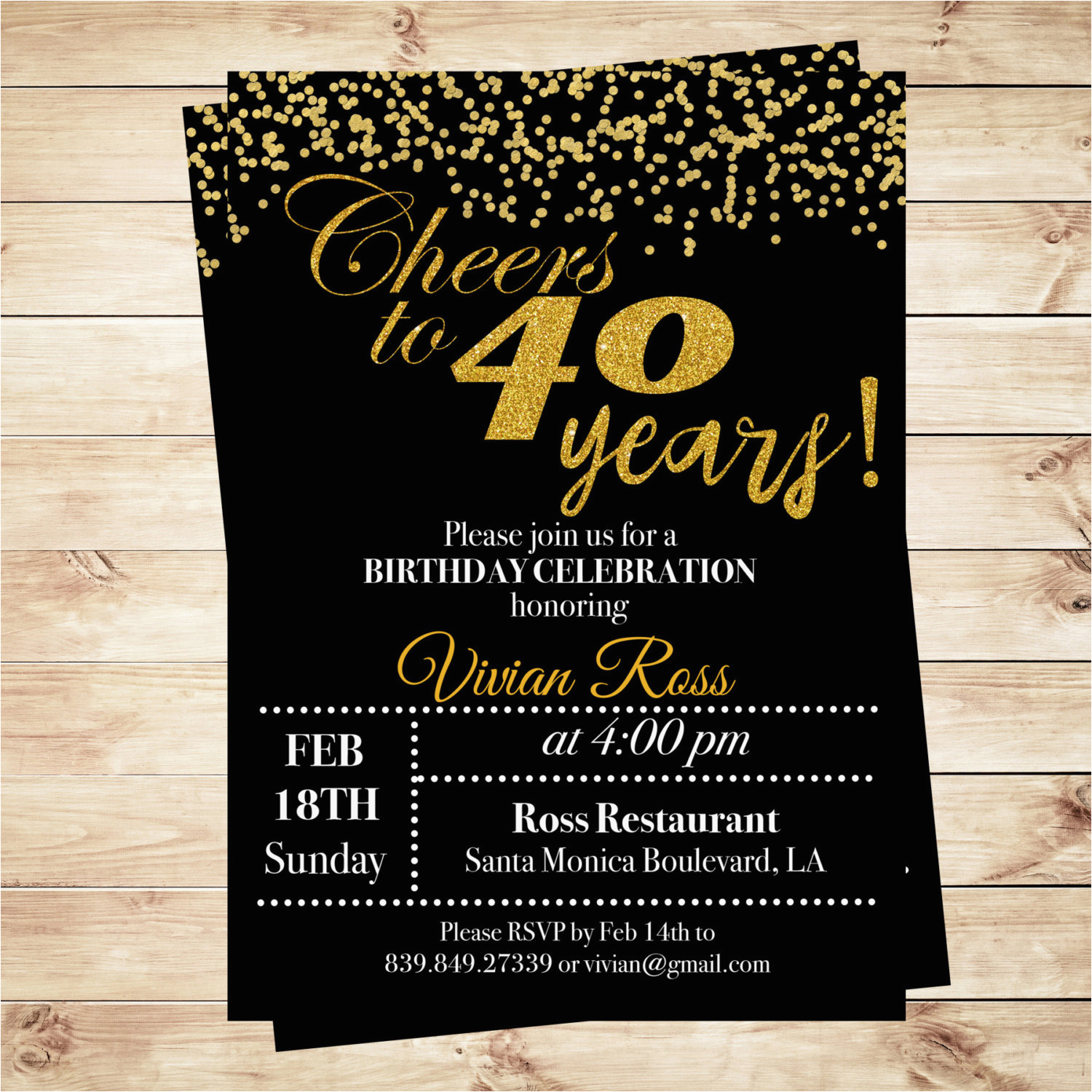 cheers to 40 years birthday printable invitation 40th