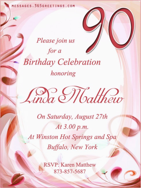90th birthday invitation wording 365greetings com