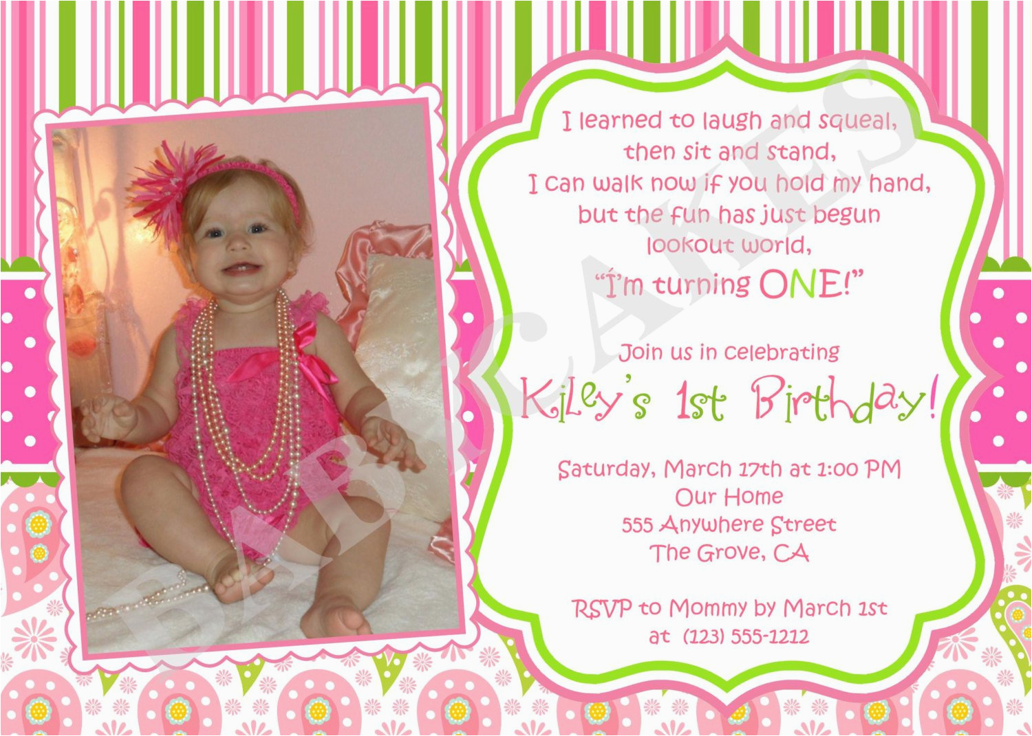 baby girl 1st birthday invitations best party ideas