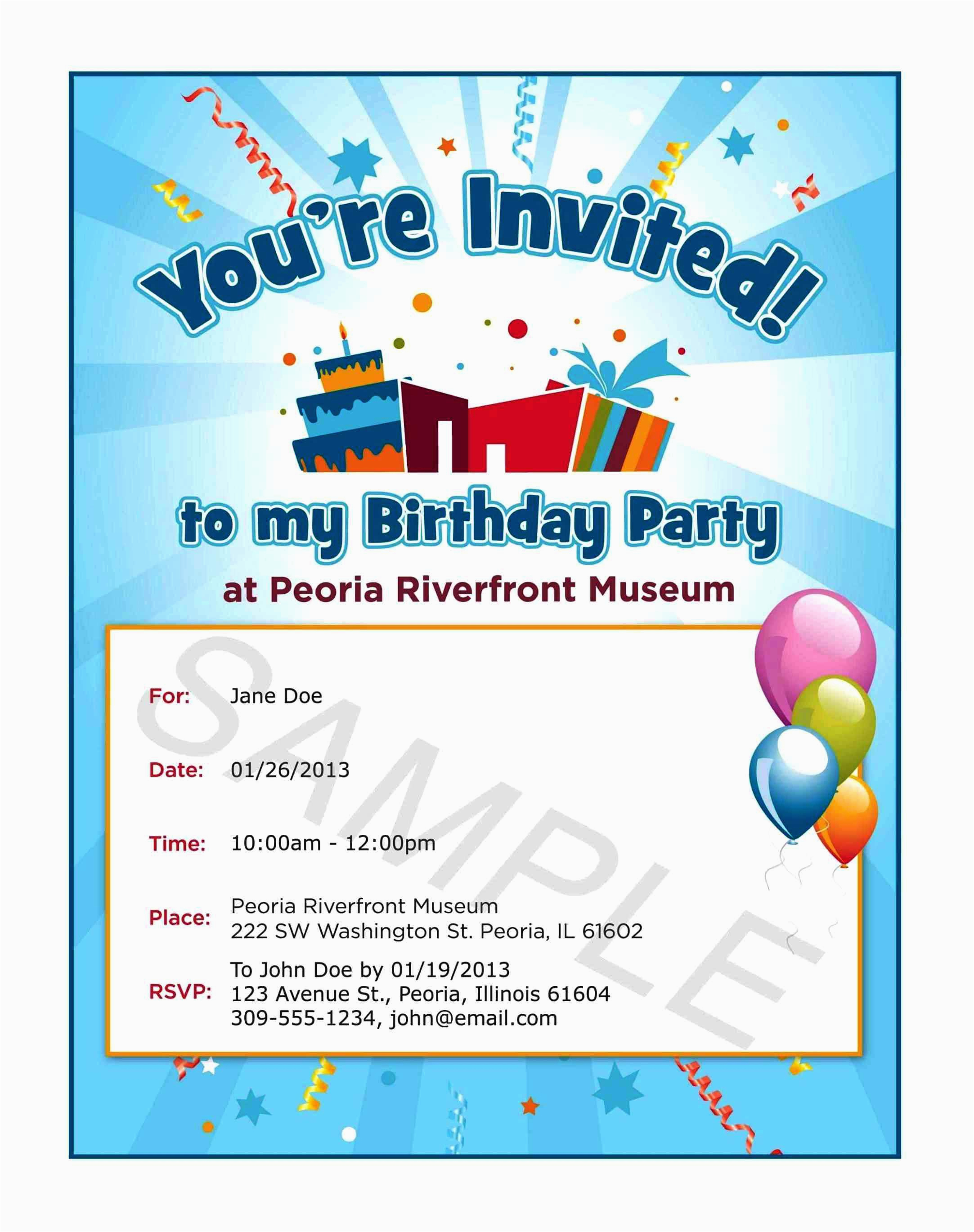 text invitation birthday party