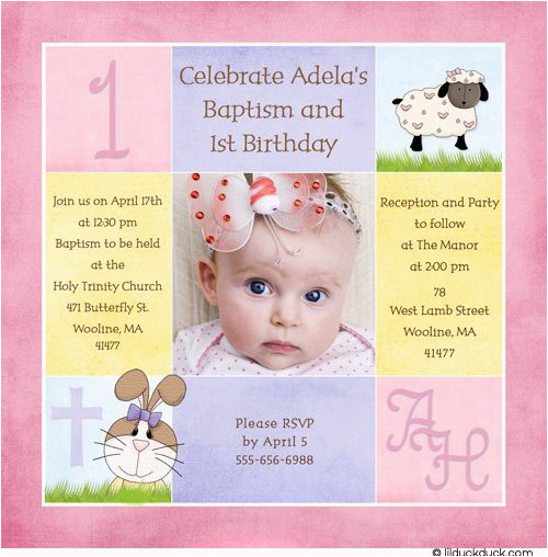 1st birthday and christening baptism invitation sample