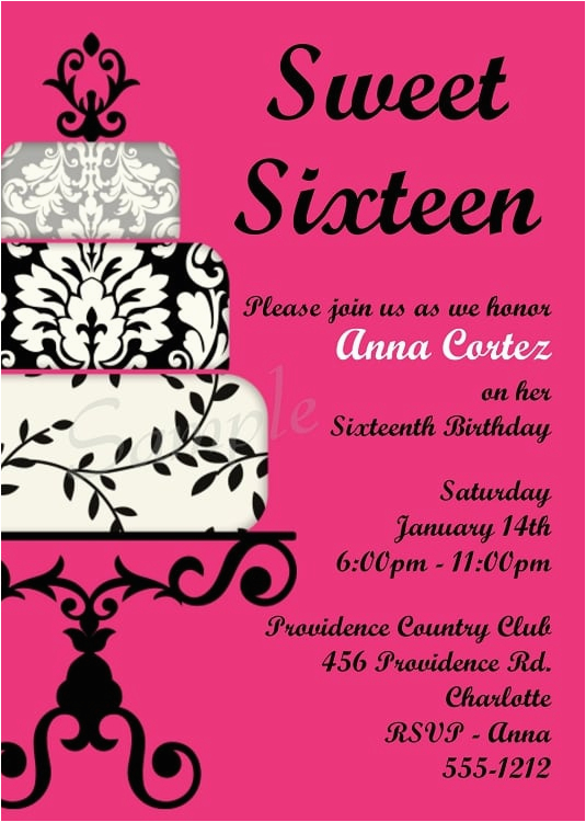 printable sweet sixteen party invitation