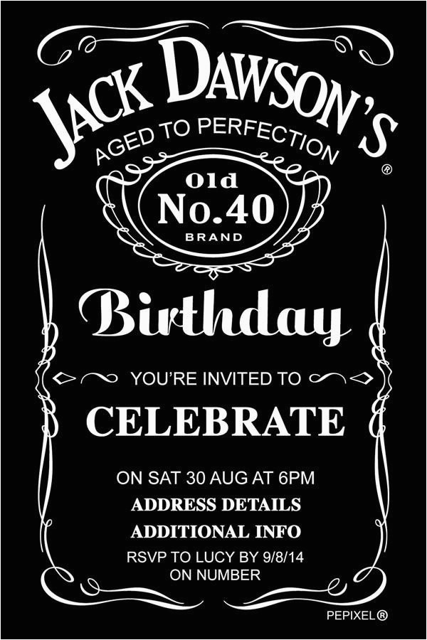 jack daniels birthday digital printable invitation template