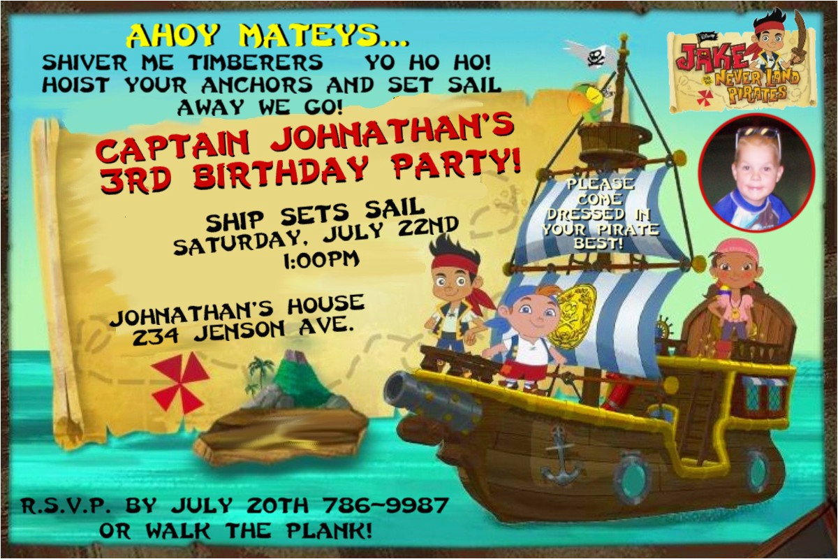free jake and the neverland pirates birthday invitations