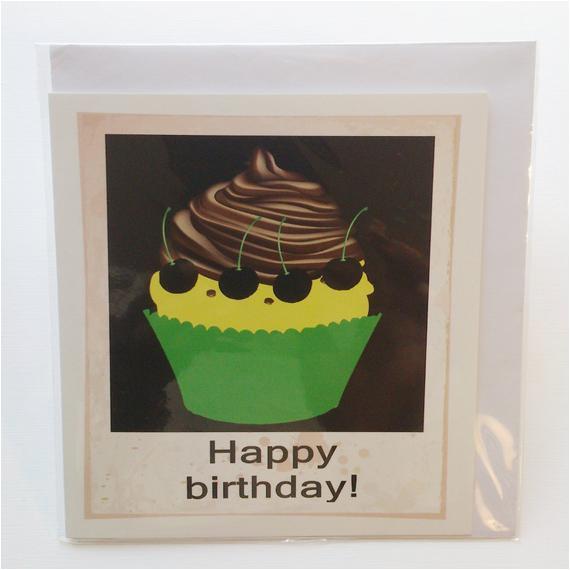 chocolate cupcake birthday card in