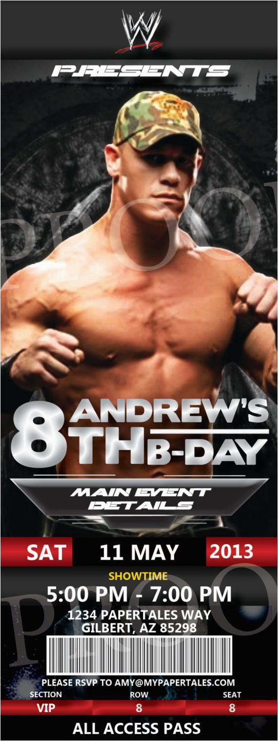 John Cena Birthday Invitations Tna And Wwe Wrestling Birthday 