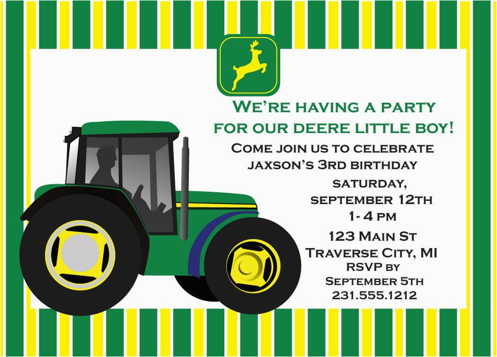 john deere tractor birthday invitation