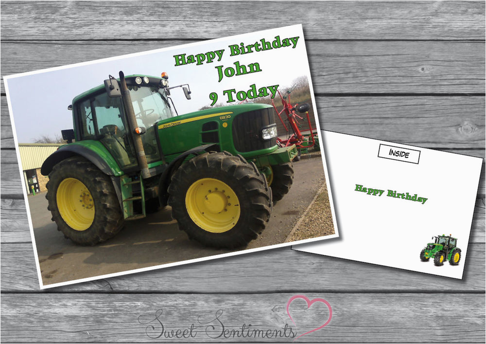 personalised john deere tractor birthday card a5 large