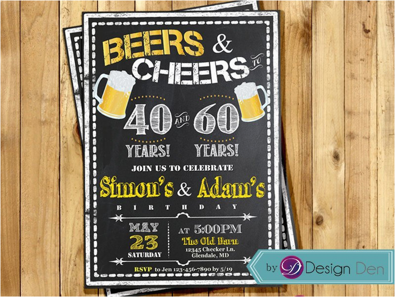 Joint Birthday Party Invitations for Adults Adult Birthday Joint Party Invitation for Men Beers Cheer