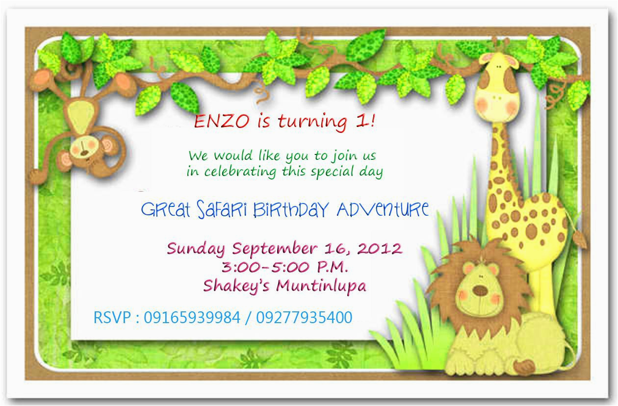 safari themed first birthday invitation wording