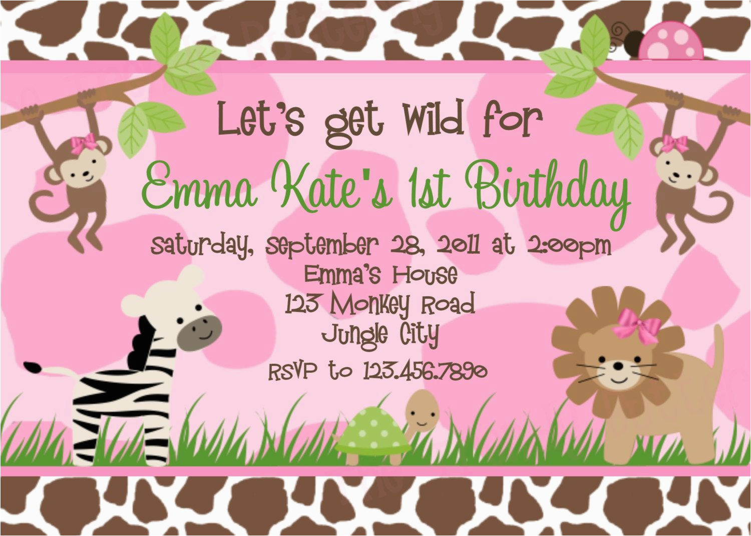 safari themed first birthday invitation wording