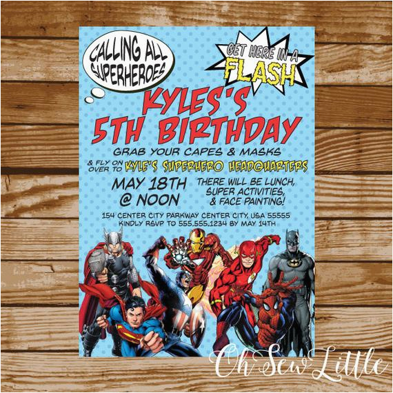 avengers birthday invitation justice